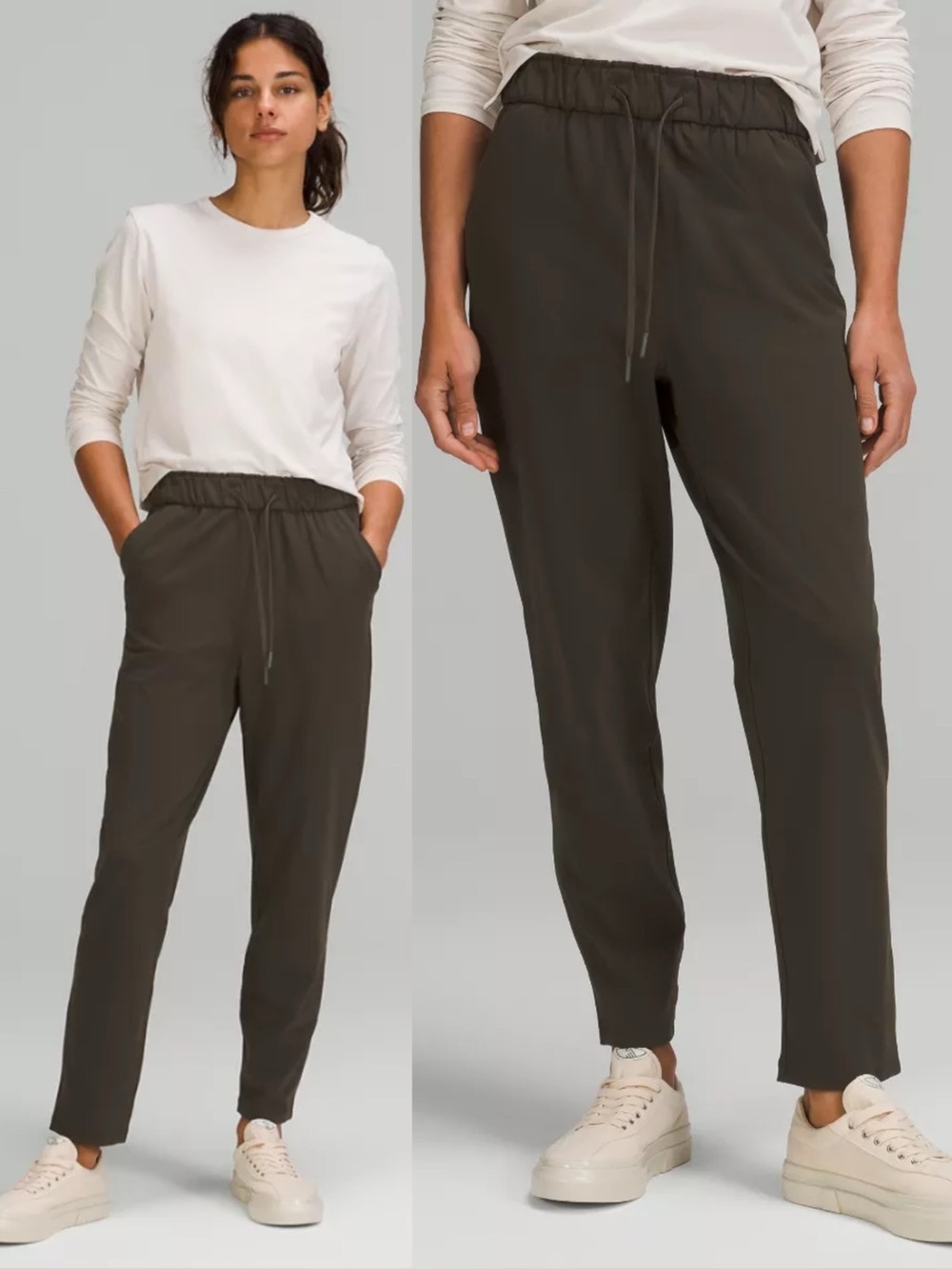 Lululemon On The Fly 7/8 Pants Women’s 8 Olive Green Woven Stretch Active Gym